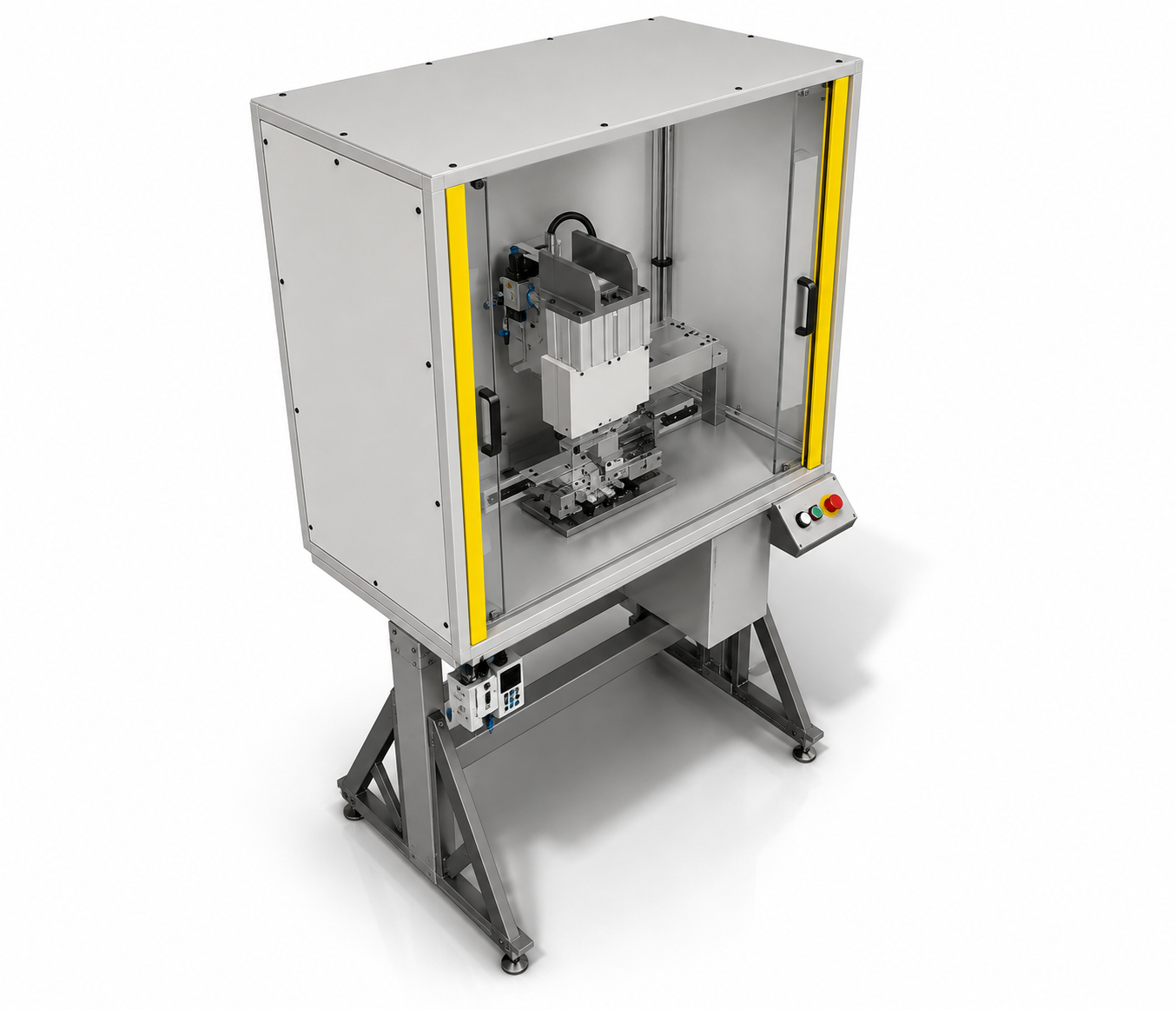 Semi-automatic station for pressing threaded nuts into profiles